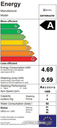 Стирально-сушильная машина Electrolux EW7WR447W фото 2